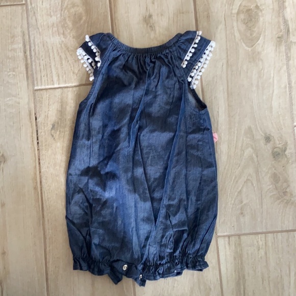 Mud Pie Baby Girl 9-12 Months Denim Pink Chicken - Picture 6 of 6